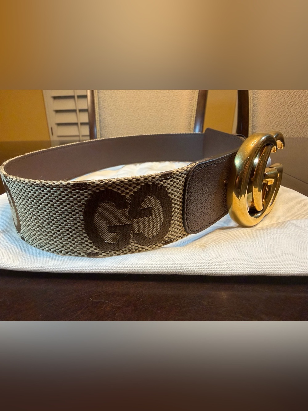New Gucci GG Supreme Jumbo Logo Belt Brown Size 46 / 115 cm Fits Waist 42 - 46 - Picture 3 of 13